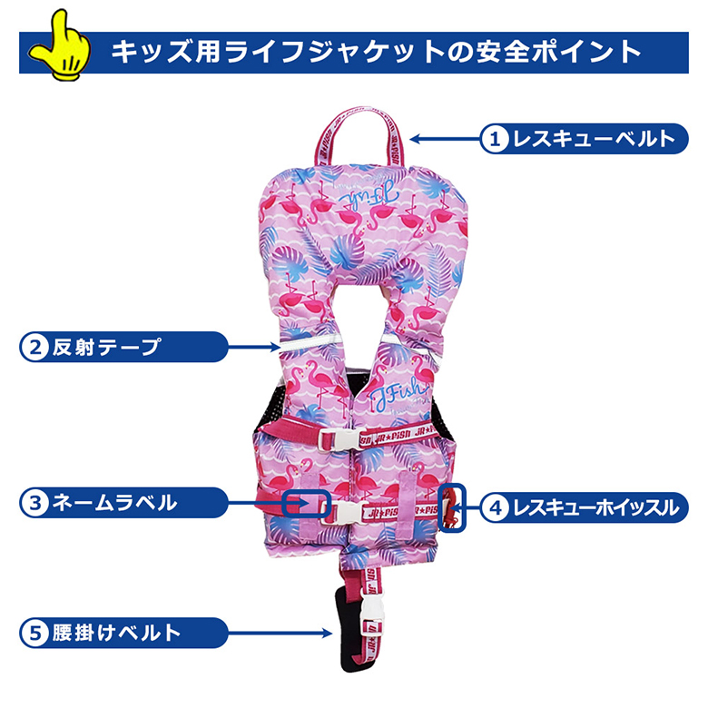 JUNIOR-FISH チャイルド サマーライフベスト キッズ用ライフジャケットの安全ポイント