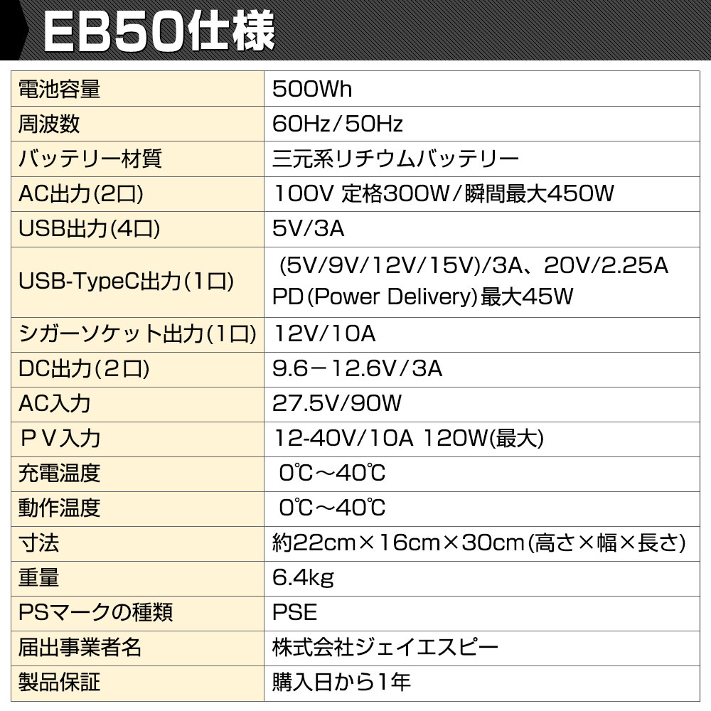 EB50の仕様